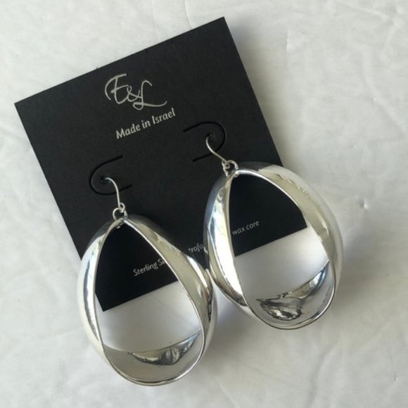 E&L Israel Electroform Earrings Sterling Silver 2.5in long - Picture 5 of 12